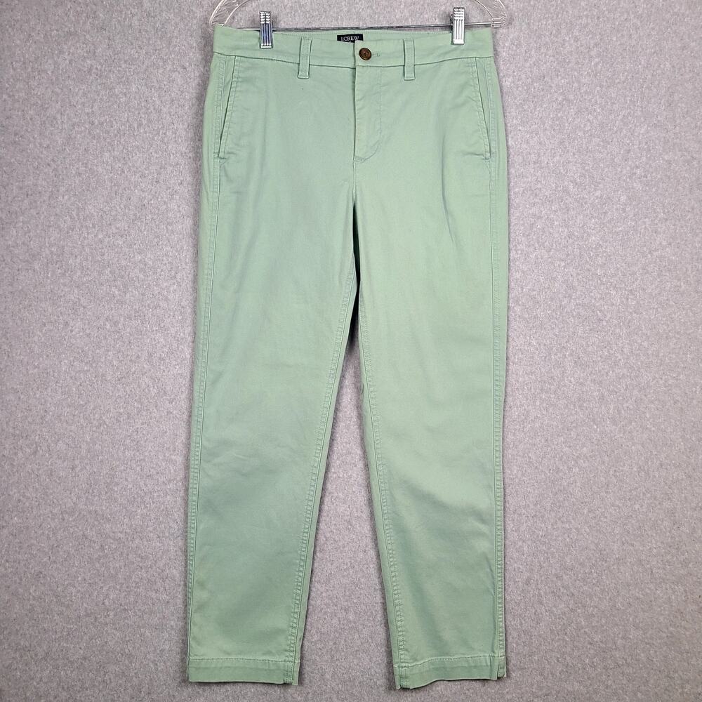 J Crew High Rise Girlfriend Chino Pants Sage Green 4 Classic Preppy Lightweight